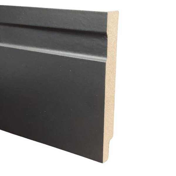 01 Barra - 2,10 Metros De Rodapé 10 Cm Preto Em Mdf