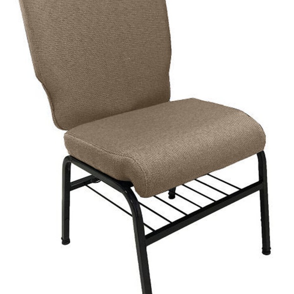 01 Cadeira Para Igrejas C/ Porta Biblía E Porta Cálice Bege