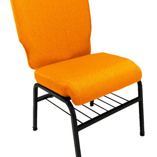 01 Cadeira Para Igrejas C/ Porta Biblía E Porta Cálice Laranja