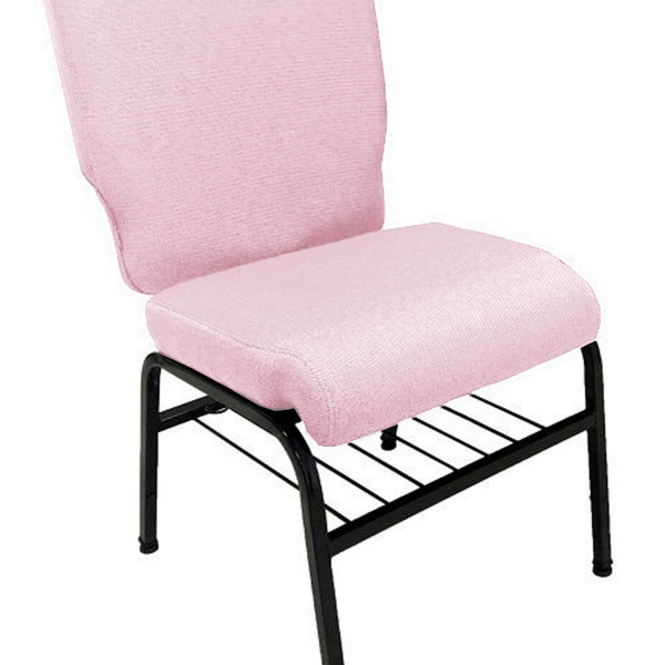 01 Cadeira Para Igrejas C/ Porta Biblía E Porta Cálice Rosa