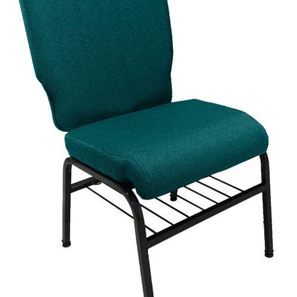 01 Cadeira Para Igrejas C/ Porta Biblía E Porta Cálice Verde