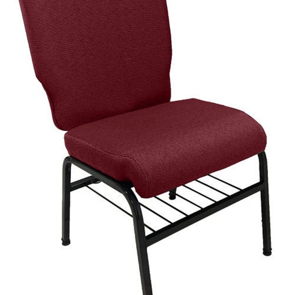 01 Cadeira Para Igrejas C/ Porta Biblía E Porta Cálice Vermel