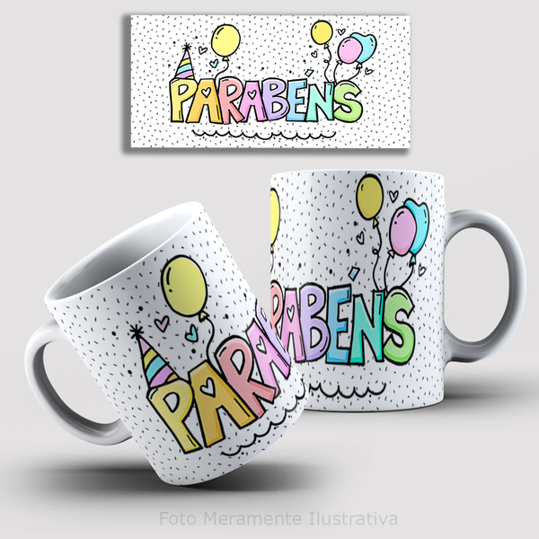 01 Caneca Personalizada Feliz Aniversário Parabéns Xícara