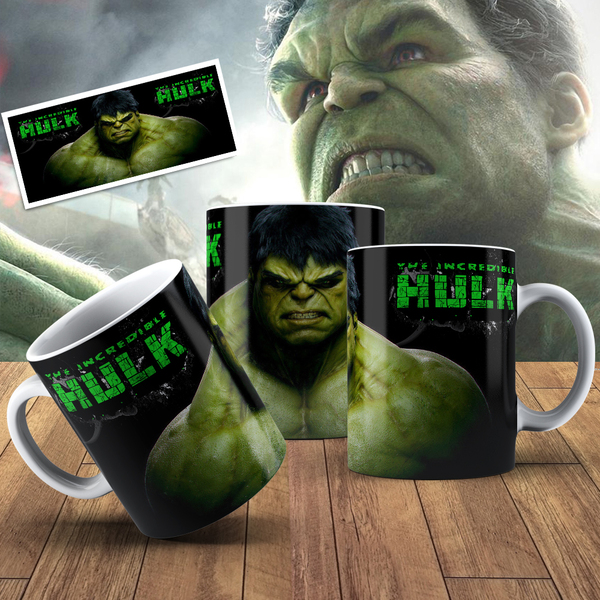 01 Caneca Personalizada Super Herói Hulk Cerâmina Branca