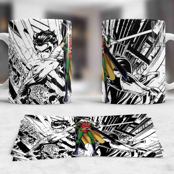 01 Caneca Personalizada Super Herói Robin Jornal Xícara Geek
