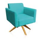 01 Namoradeira E 01 Poltrona Marisa Suede Azul Turquesa