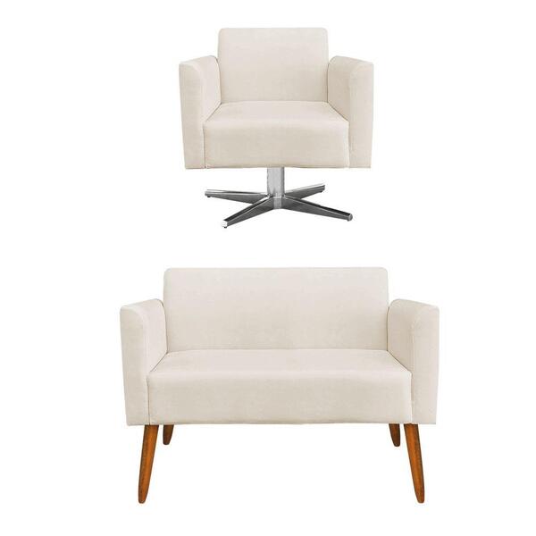 01 Namoradeira E 01 Poltrona Marisa Suede Bege