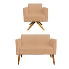 01 Namoradeira E 01 Poltrona Marisa Suede Caramelo Sisal