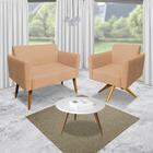 01 Namoradeira E 01 Poltrona Marisa Suede Caramelo Sisal