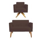 01 Namoradeira E 01 Poltrona Marisa Suede Marrom