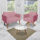 01 Namoradeira E 01 Poltrona Marisa Suede Rose