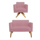 01 Namoradeira E 01 Poltrona Marisa Suede Rose