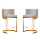 02 Banquetas Decorativas Paris Luxo Base Dourada Assento Velu