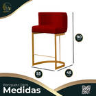 02 Banquetas Decorativas Paris Luxo Base Dourada Assento Velu