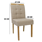 02 Cadeiras Bianca Em Madeira Maciça Estofado No Tecido Linho