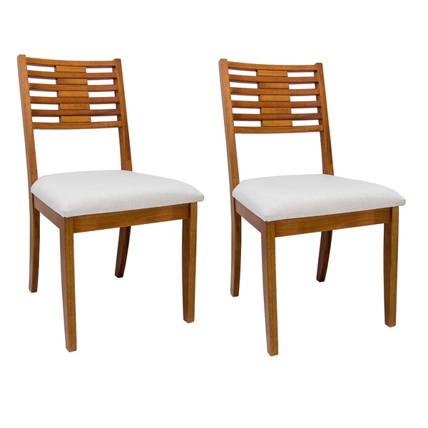 02 Cadeiras De Jantar Beatriz Em Madeira Maciça Assento Estof