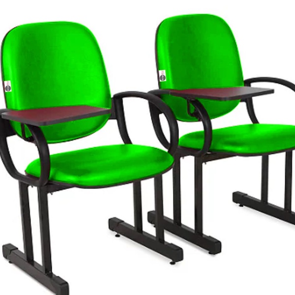 02 Cadeiras Escolar Para Auditório E Escolas Com Prancheta Li