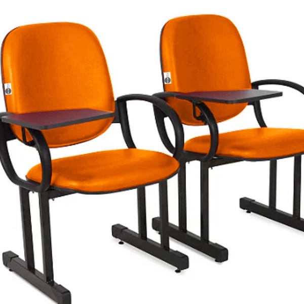 02 Cadeiras Escolar Para Auditório E Escolas Com Prancheta Li