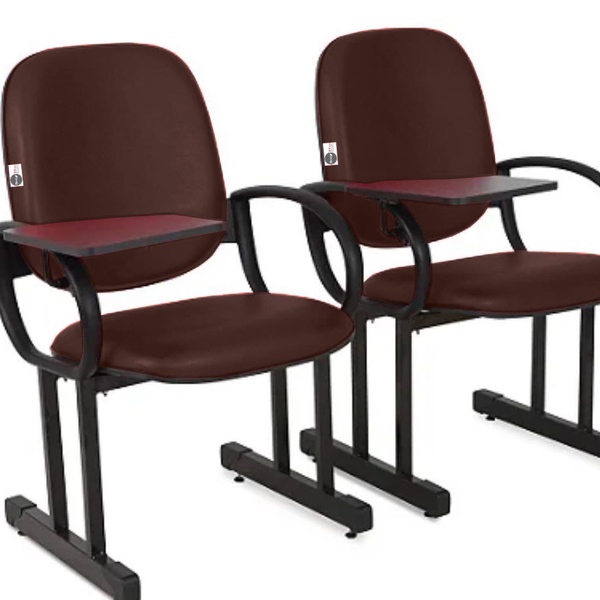 02 Cadeiras Escolar Para Auditório E Escolas Com Prancheta Li