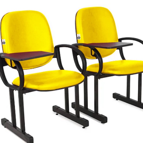 02 Cadeiras Escolar Para Auditório E Escolas Com Prancheta Li