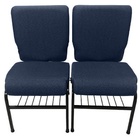 02 Cadeiras Para Igrejas C/ Porta Biblía E Porta Cálice Azul