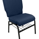 02 Cadeiras Para Igrejas C/ Porta Biblía E Porta Cálice Azul