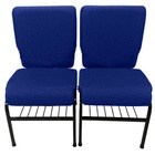 02 Cadeiras Para Igrejas C/ Porta Biblía E Porta Cálice Azul