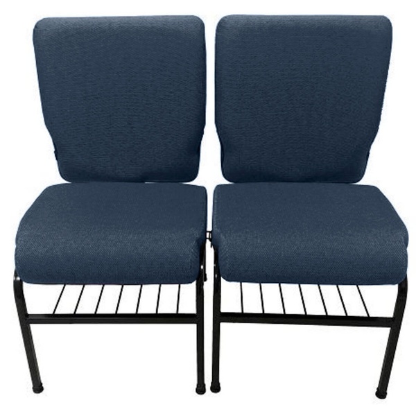 02 Cadeiras Para Igrejas C/ Porta Biblía E Porta Cálice Azul