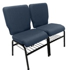 02 Cadeiras Para Igrejas C/ Porta Biblía E Porta Cálice Azul