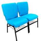 02 Cadeiras Para Igrejas C/ Porta Biblía E Porta Cálice Azul