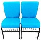 02 Cadeiras Para Igrejas C/ Porta Biblía E Porta Cálice Azul