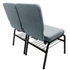 02 Cadeiras Para Igrejas C/ Porta Biblía E Porta Cálice Cinza