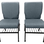 02 Cadeiras Para Igrejas C/ Porta Biblía E Porta Cálice Cinza