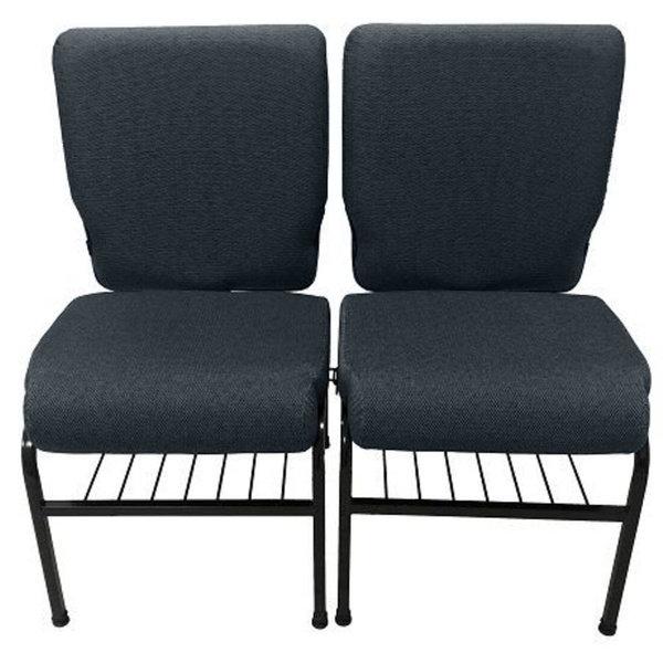 02 Cadeiras Para Igrejas C/ Porta Biblía E Porta Cálice Cinza