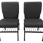 02 Cadeiras Para Igrejas C/ Porta Biblía E Porta Cálice Cinza