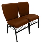 02 Cadeiras Para Igrejas C/ Porta Biblía E Porta Cálice Marrom