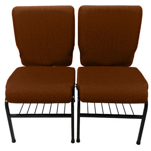 02 Cadeiras Para Igrejas C/ Porta Biblía E Porta Cálice Marrom