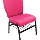 02 Cadeiras Para Igrejas C/ Porta Biblía E Porta Cálice Rosa