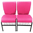 02 Cadeiras Para Igrejas C/ Porta Biblía E Porta Cálice Rosa