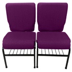 02 Cadeiras Para Igrejas C/ Porta Biblía E Porta Cálice Roxo