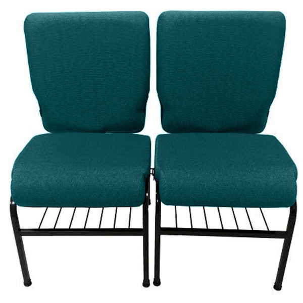 02 Cadeiras Para Igrejas C/ Porta Biblía E Porta Cálice Verde