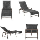 02 Espreguiçadeiras Reclinável Catar Marrom Corda Náutica Tra