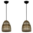 02 Lustres De Junco Ratan Modelo Sino Taça 16cm X 22cm Pinus