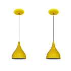 02 Lustres Pendente Colorido Balcão Cozinha - Amarelo