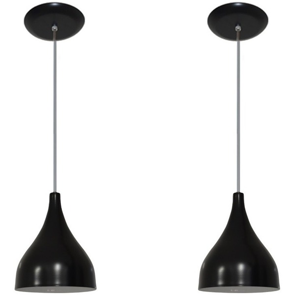 02 Lustres Pendente Colorido Balcão Cozinha Americana Preto