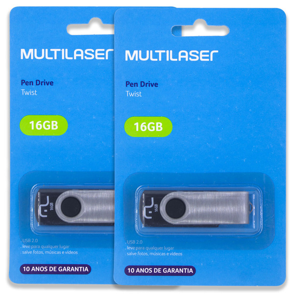 02 Pen Drive Twist 16gb Usb Multilaser - 2 Cartelas