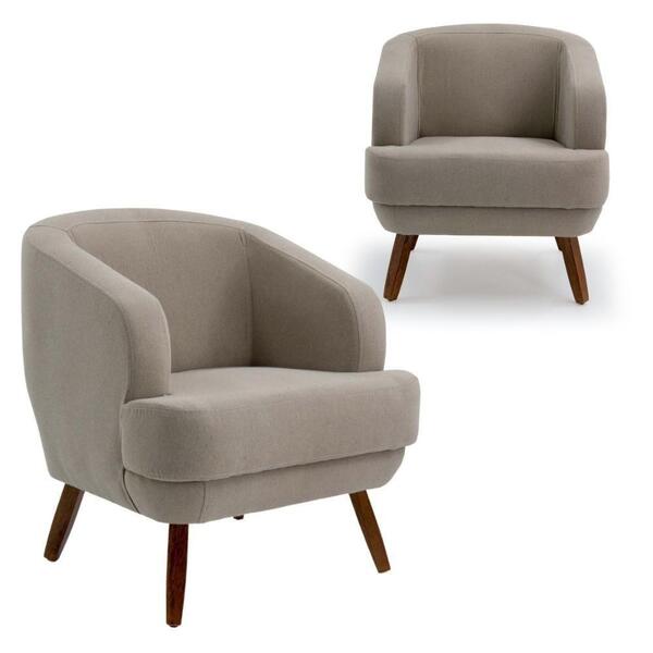 02 Poltronas Caramelo Pés Madeira Maciça Carina