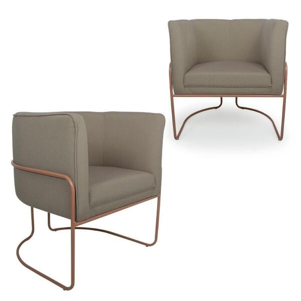 02 Poltronas Caramelo Pés Metal Cobre Miram
