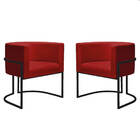 02 Poltronas Decorativas Helena Base Preta Assento Veludo Ver