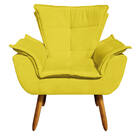 02 Poltronas E 01 Puff Pé Palito De Madeira Opala Suede D03 -